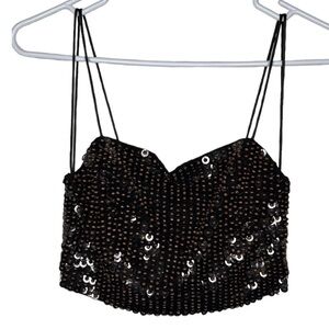 NWT Black / Walnut Alice + Olivia sequin tank top